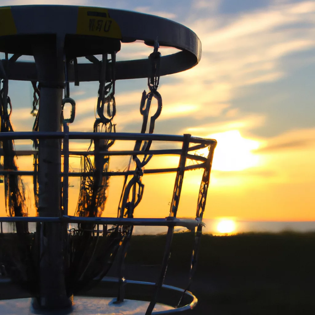 BrokenDiscGolfBasketbySunset